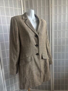 Le Suit Brown Herringbone Tailored Blazer Jacket